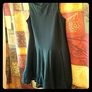 Black Lace Trimmed Sleeveless Cocktail Dress